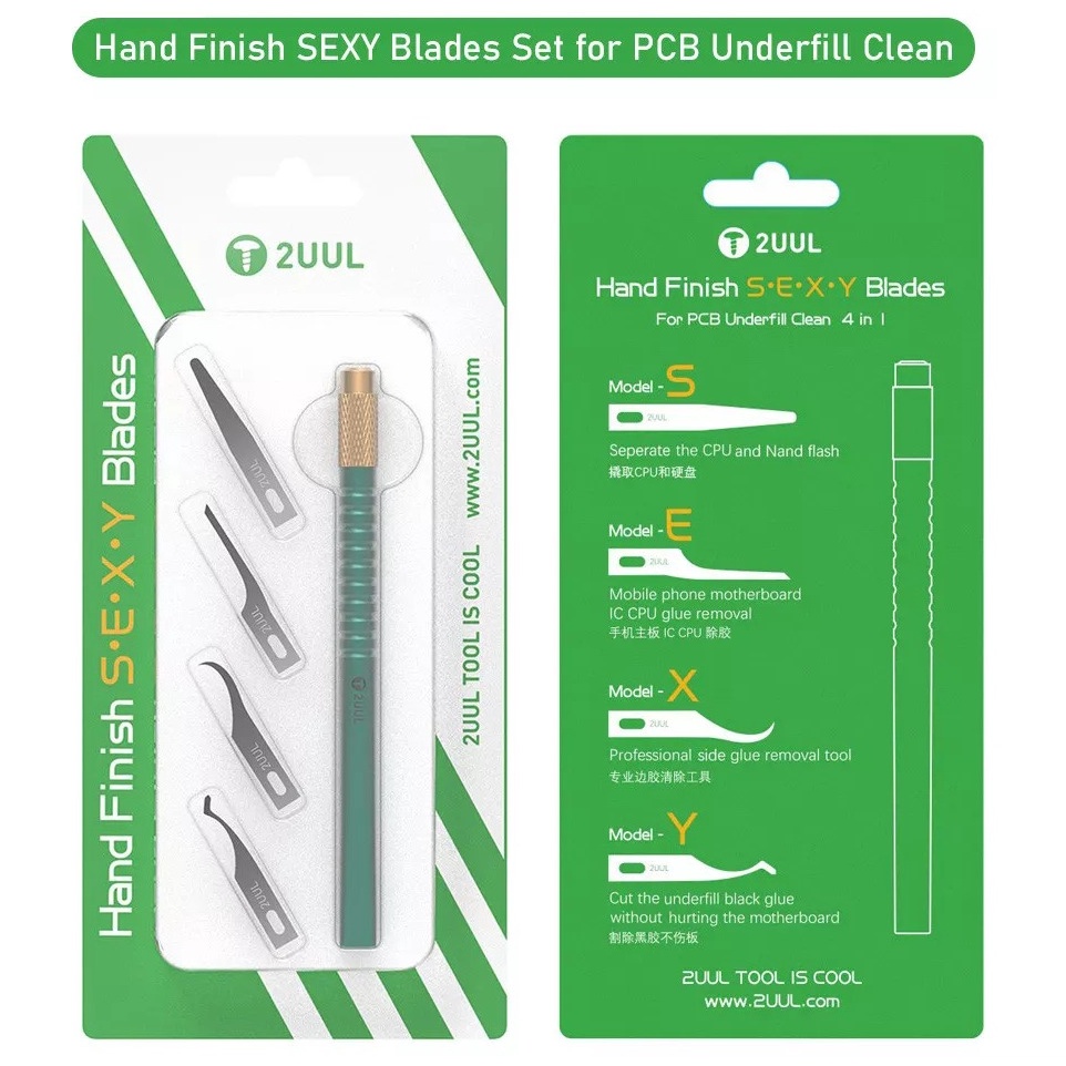Bộ dao đục, tách IC, cạo keo 2UUL gồm 4 lưỡi
