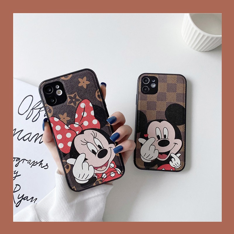 Ốp điện thoại da mềm hình Mickey / Minnie cho iPhone 12 11 Pro Max X XS XR 7 8 Plus SE 2020