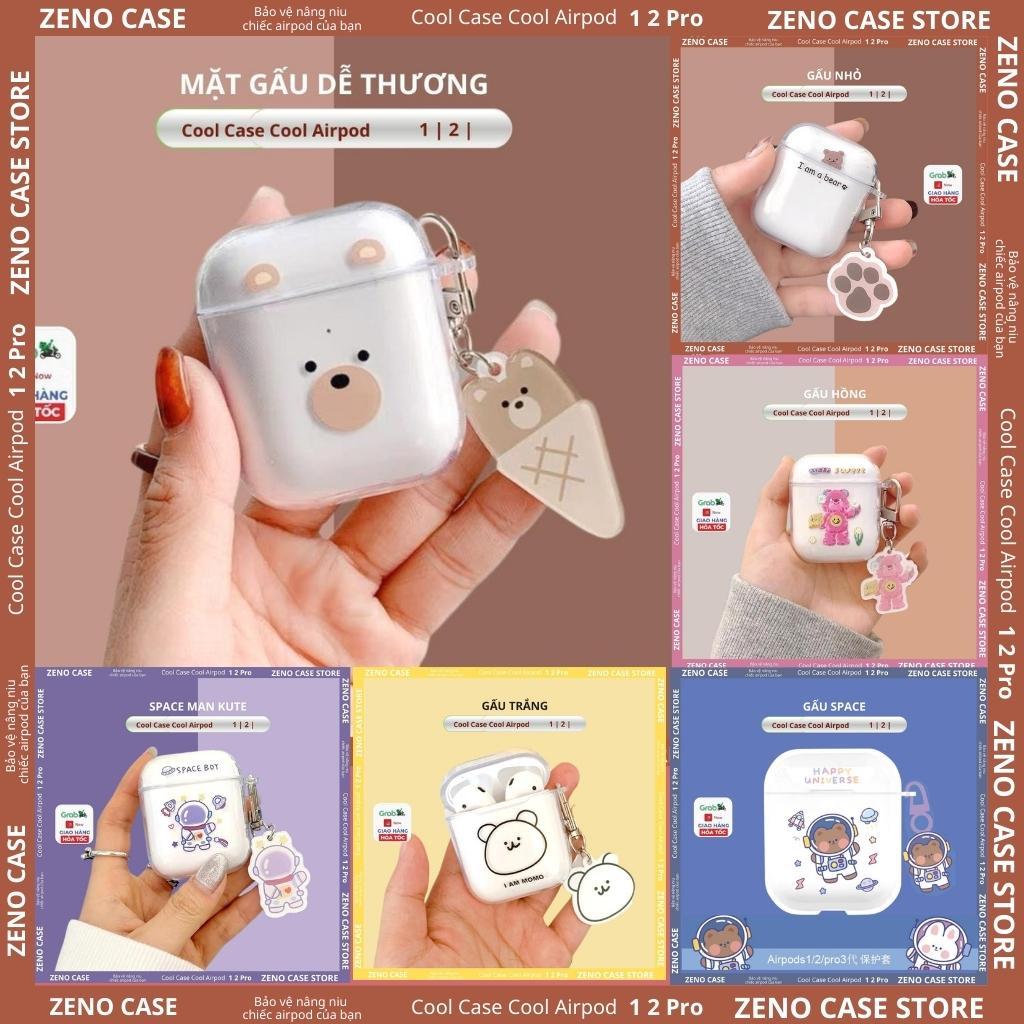 Ốp Case airpod 2/1 Vỏ airpod cute nhựa dẻo trong suốt bảo vệ tai nghe bluetooth hình Gấu đáng yêu Zeno case