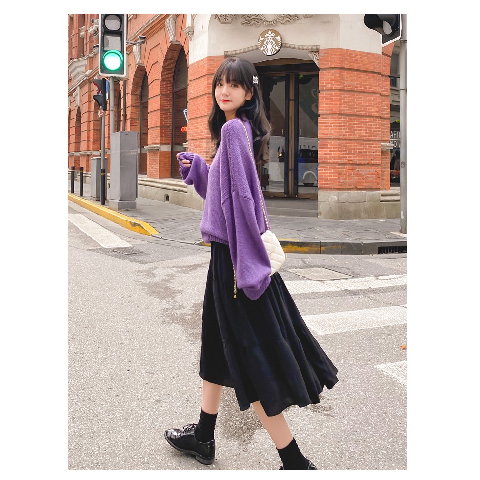 Chân váy tầng from dài Ceci Skirt from chuẩn dễ mix có 2 màu trắng và đen chất liệu vải tằm xước có lót trong lưng thun