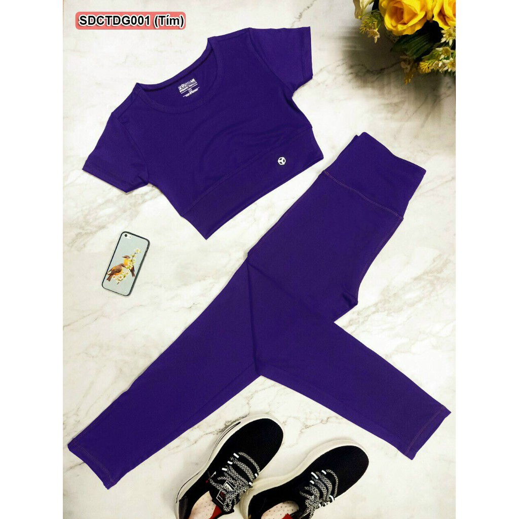 Freeship từ 50k-Set croptop nữ có tay tập gym, yoga, thể thao Nữ thun lạnh cao cấp, Co giãn, siêu thấm hút