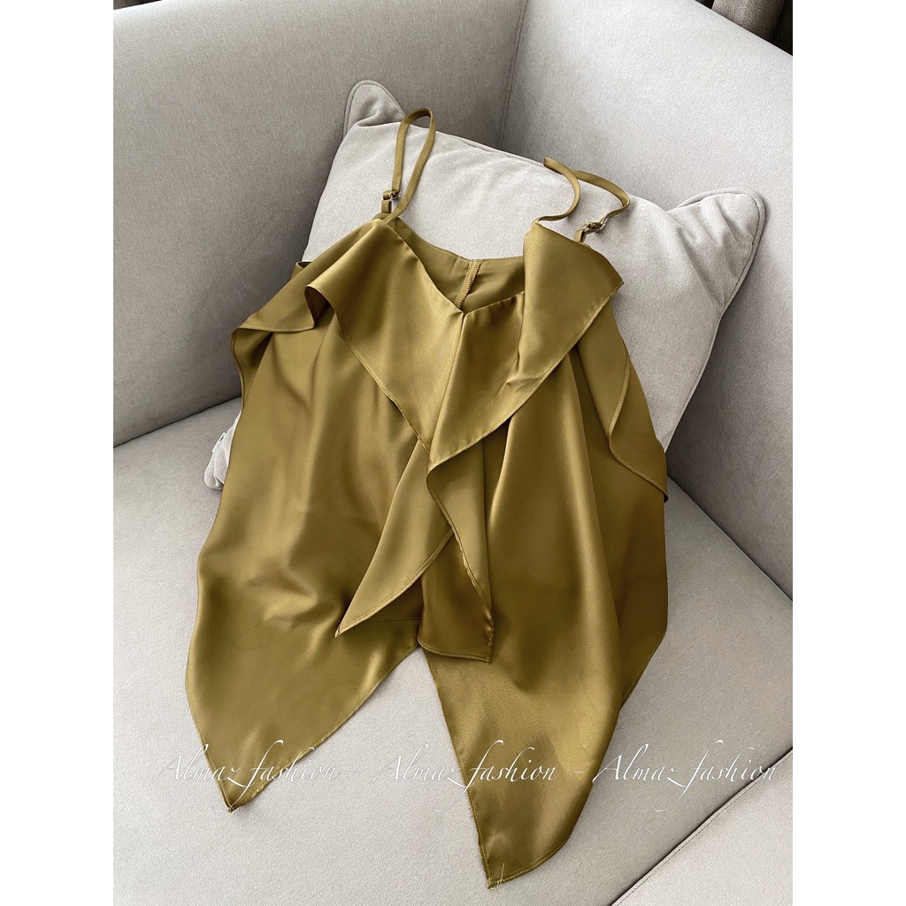 Áo lụa 2 dây cổ vạt, áo 2 dây quyến rũ dễ mix đồ sang trọng lịch sự - Almaz Fashion