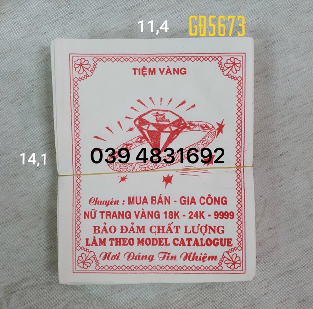 Túi giấy đựng nhẫn vàng, dây chuyền, vòng, kiềng tay
