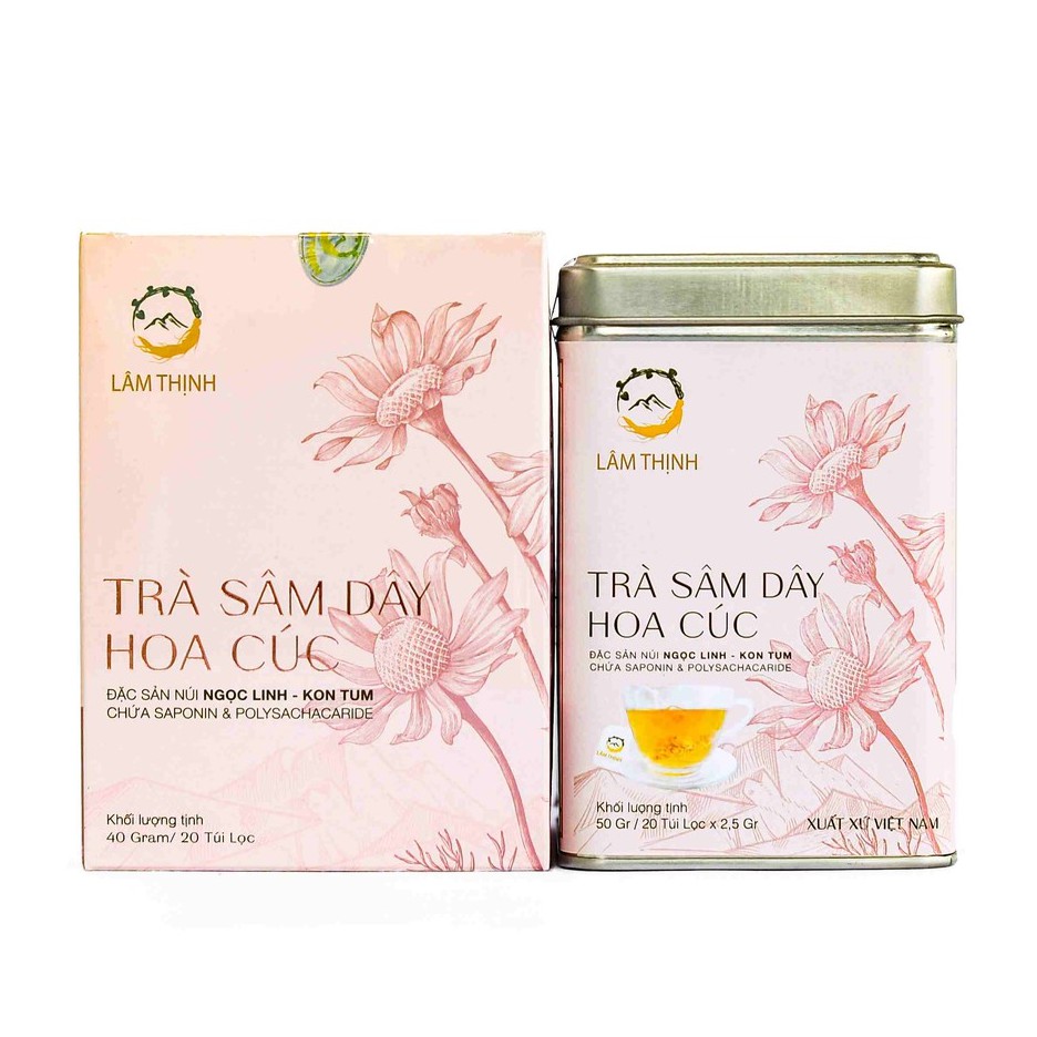 Trà sâm dây hoa cúc ngọc linh ngon túi lọc 40gr và 50gr lâm thịnh ocop kon tum