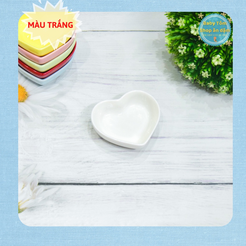Bát gốm sứ ăn dặm mini hình TRÁI TIM - 30ml NPP Baby Tôm