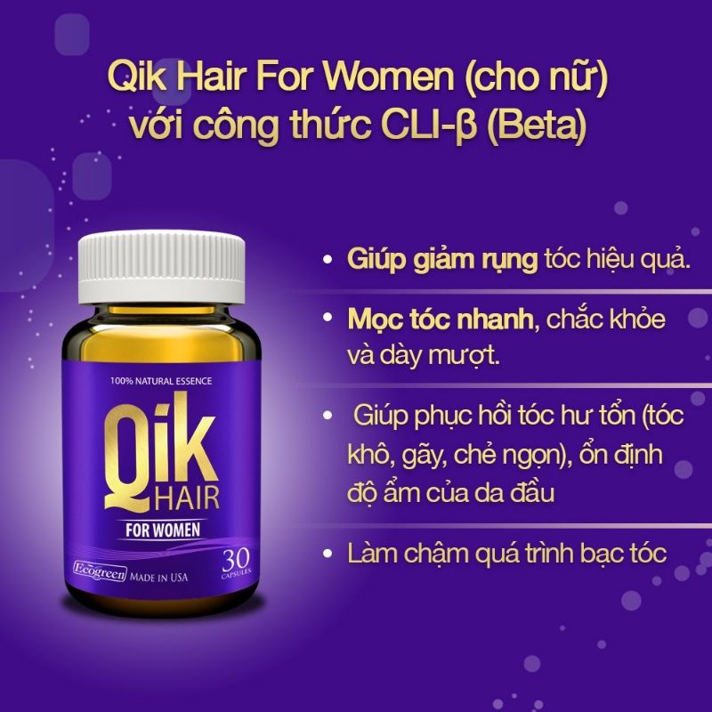 Ik Hair For Women - Qik Hair Cho Nữ hộp 1 lọ 30 viên