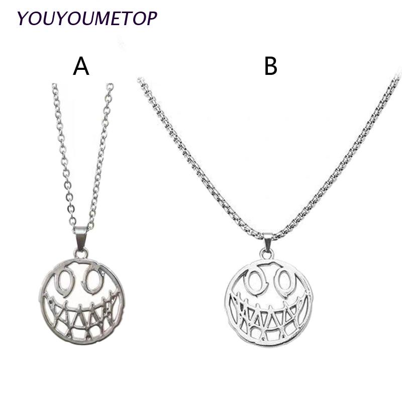 Vòng cổ dài mặt hình mặt cười bằng thép không gỉ thời trang hip hop độc đáo