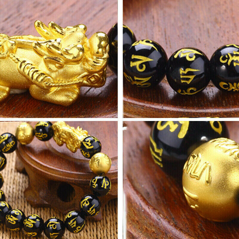 Vòng Tay Hạt Đá Obsidian Đen May Mắn Phong Thủy Unisex