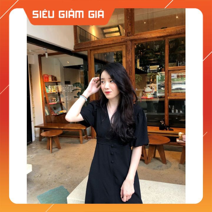 [XẢ LỖ] VÁY ĐẦM NỮ - Hàng thiết kế 2 lớp vải đũi tay bồng dáng xinh 3 màu  đen, trắng, be | BigBuy360 - bigbuy360.vn