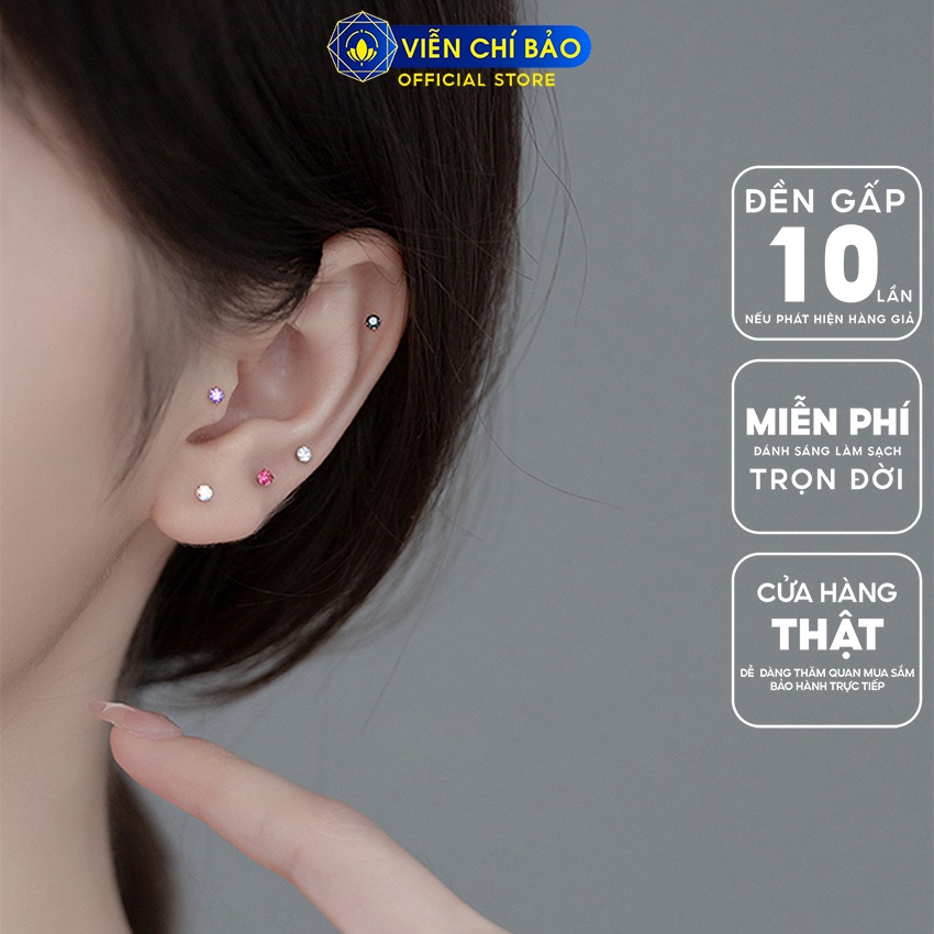 Bông Tai Bạc Nữ Nụ Đá Nhiều Màu Bạc 925 Thời Trang Phụ Kiện Trang Sức Nữ Viễn Chí Bảo B400194