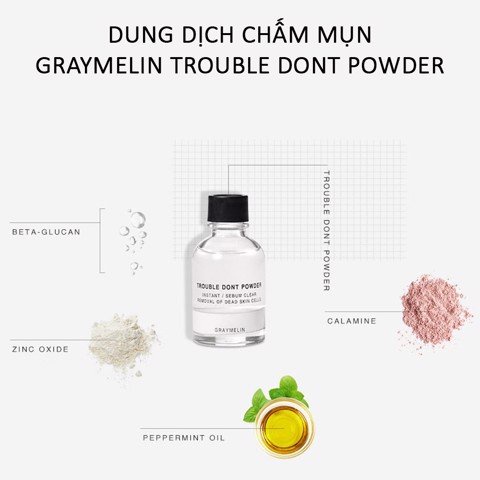 Dung Dịch Chấm Mụn Giảm Viêm Hiệu Quả Graymelin Trouble Dont Powder 30ml