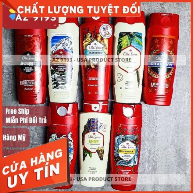 [Hàng Mỹ] Sữa Tắm Old Spice Body Wash Fiji, Swagger, Champion, BearGlove, Wolfthorn, Hawkride 473ml - AZ9193