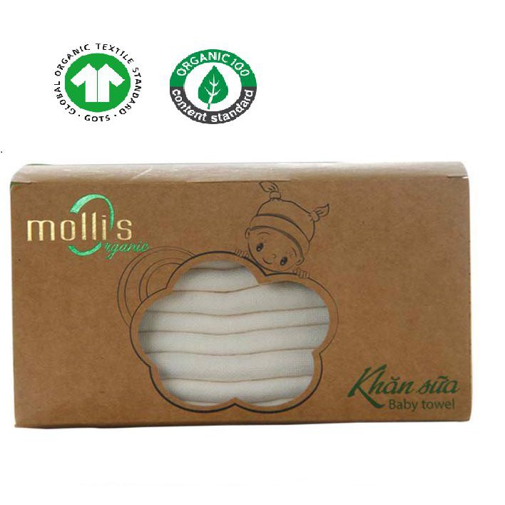 Set 10 Khăn tay sữa trẻ em cao cấp Mollis Organic P777