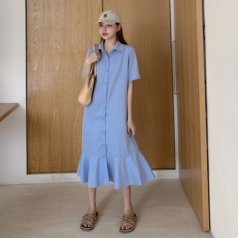 Váy Sơ Mi Đuôi Cá Buộc Nơ Eo siêu hot hit | BigBuy360 - bigbuy360.vn