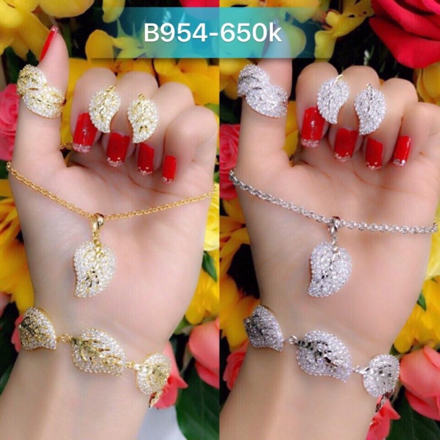 Bộ trang sức xi mạ vàng và bạch kim cao cấp B954