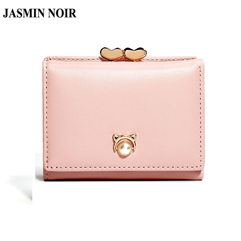 Ví Ngắn JASMIN NOIR Cho Nữ Bằng Da PU Thời Trang Đính Ngọc Trai Nhân Tạo Đựng Tiền Xu
