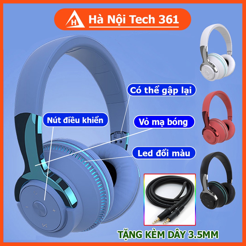 Tai Nghe Bluetooth Chụp Tai Không Dây Có Míc Đàm Thoại, Âm Thanh Vòm 3D Supper Bass H2