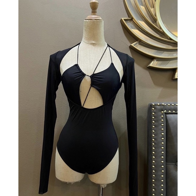 BIKINI Liền dài tay lưới cut out ngực sexy