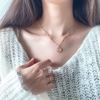 Vòng cổ Mạ Vàng Mặt Đồng Xu Cổ Điển