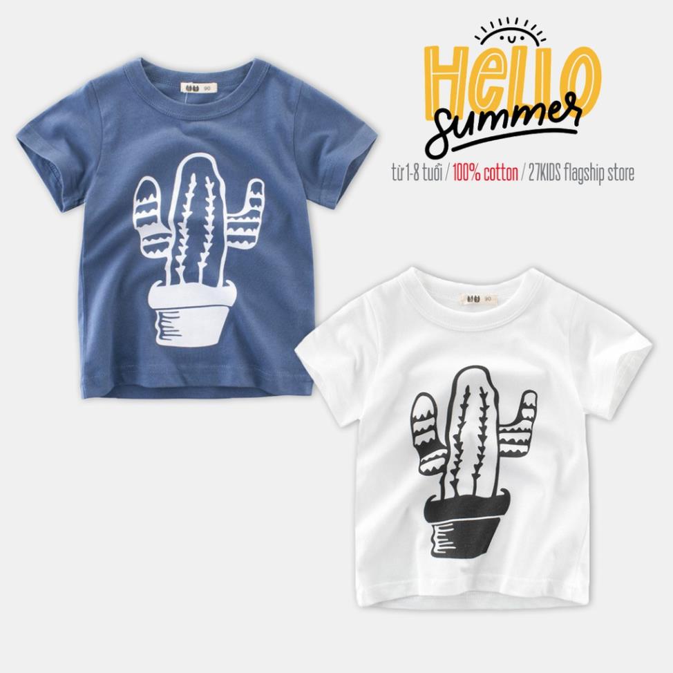 Áo phông bé trai cộc tay 27kids áo cặp áo đôi cho bé họa tiết xương rồng chất cotton hàng xuất Âu Mỹ !