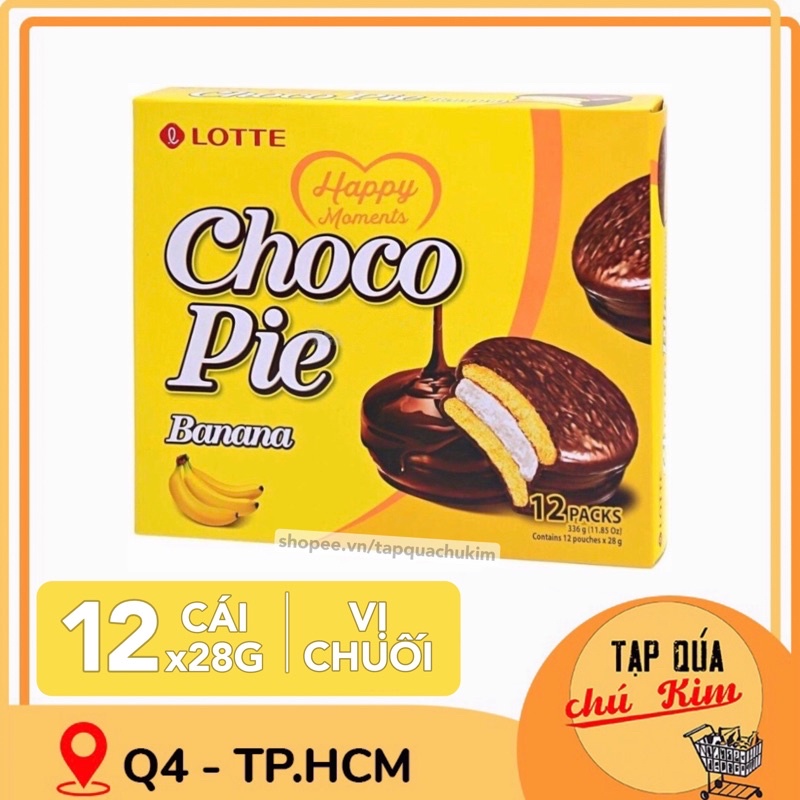 Bánh chocopie CHUỐI LOTTE hộp 12 CÁI  - tạp quá chú Kim