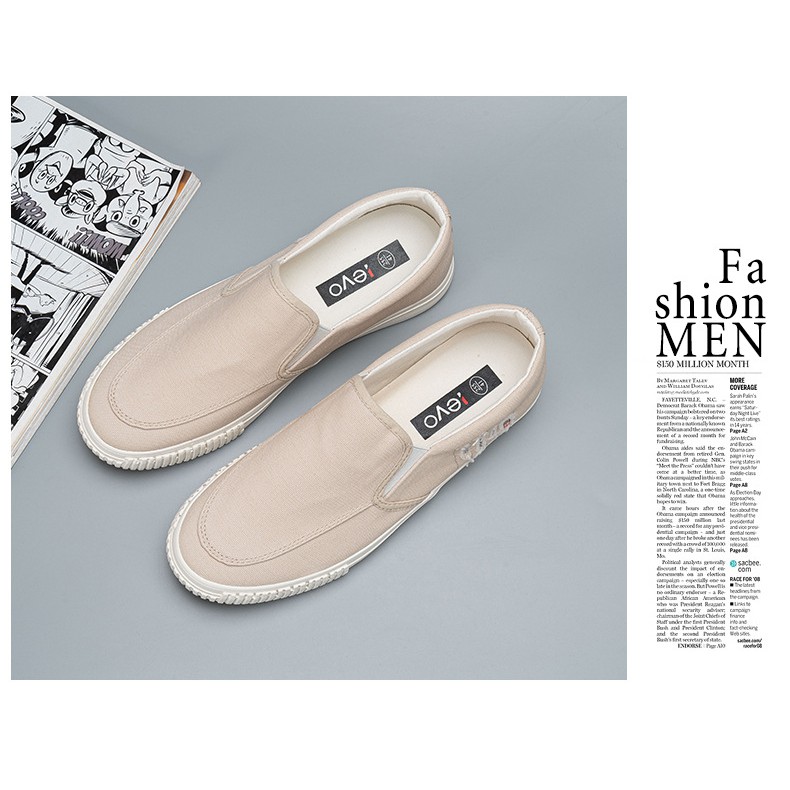 Slip on nam LEYO - Giày lười vải nam "te tua" - Vải thô 3 màu đen, be và vàng - Mã SP A1107 | BigBuy360 - bigbuy360.vn