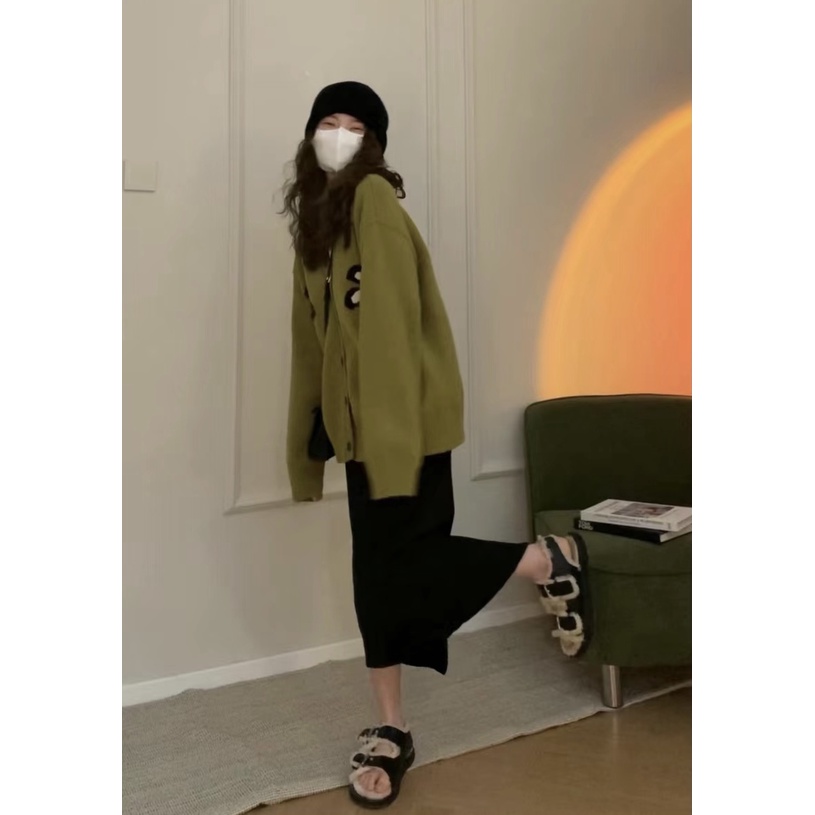 Áo khoác cardigan len nữ hoa cúc form rộng trơn Quảng châu cao cấp thu đông 2022 hot tiktok douyin kozoda AC66