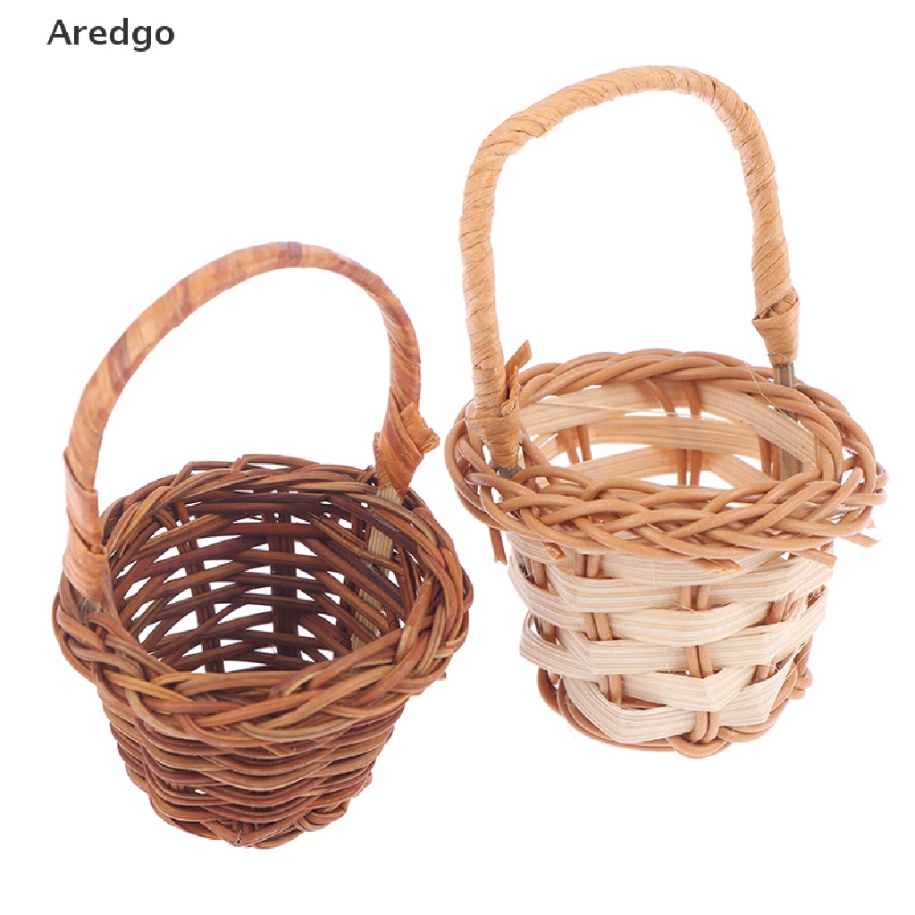 Giỏ đan thủ công mini đựng rau củ quả trang trí nhà búp bê tỉ lệ 1:12