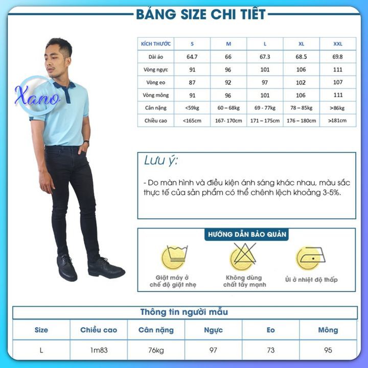 Áo Thun Nam Tay Ngắn Có Cổ Cao Cấp Polo A02-64 Xano | BigBuy360 - bigbuy360.vn