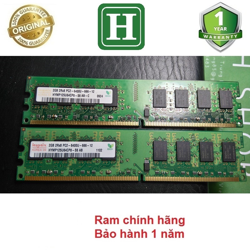Ram PC DDR2 (PC2) 2Gb bus 800 - 6400s, hiệu HYNIX (Hyndai Electronic) bảo hành 12 tháng