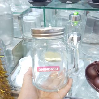 Cốc thủy tinh có nắp có quai 480ml 1 chiếc