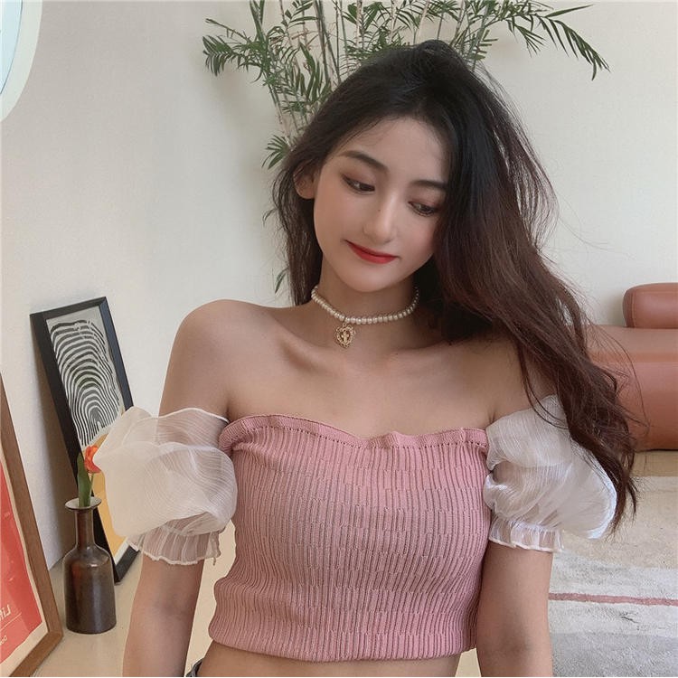 Áo croptop tay bồng xinh xắn nhẹ nhàng thiếu nữ mùa hè_áo xinh ulzzang áo kiểu