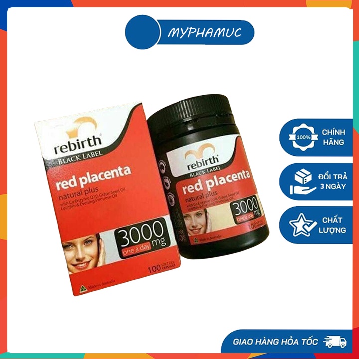 Viên uống Nhau thai cừu đỏ Rebirth Red Placenta 3000mg - 100 viên