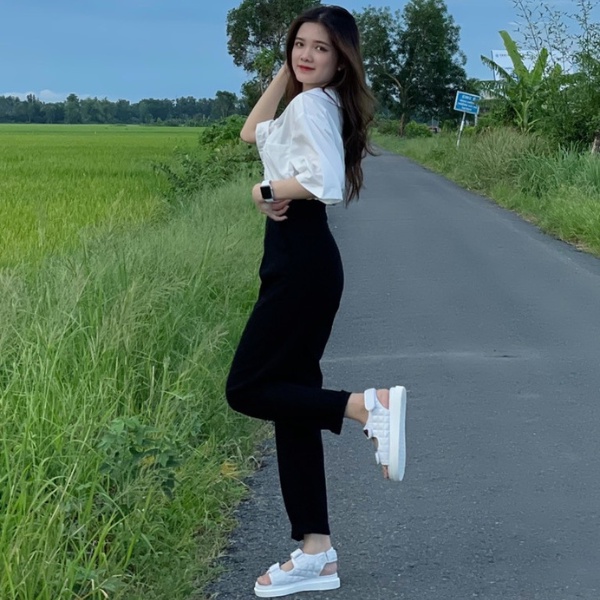 Áo sơ mi trắng tay lỡ ,áo sơ mi cổ sen , áo babydoll cổ sen dáng rộng dễ thương ( hình chính chủ ) PLA50