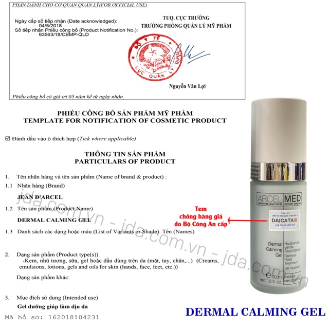 Gel làm dịu da, giúp giảm kích ứng Jean D'arcel_Dermal Calming Gel