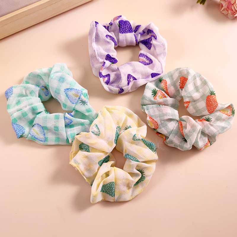 Băng Đô Vải Chiffon Hoạ Tiết Dâu Tây Dễ Thương Cho Bé Gái