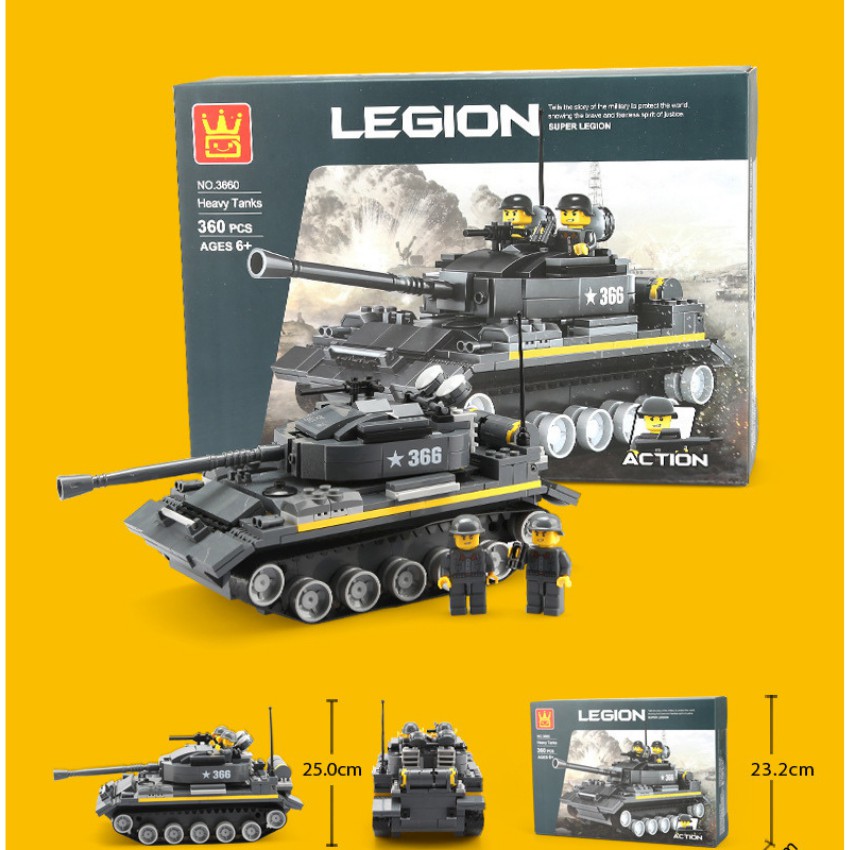 Đồ Chơi Lego Xe Tăng Chiến Đấu Có 2 Lính 360 Chi Tiết Lớn, Chất Liệu Cao Cấp, Rèn Luyện Khả Năng Sáng Tạo - SUMOSHOP68