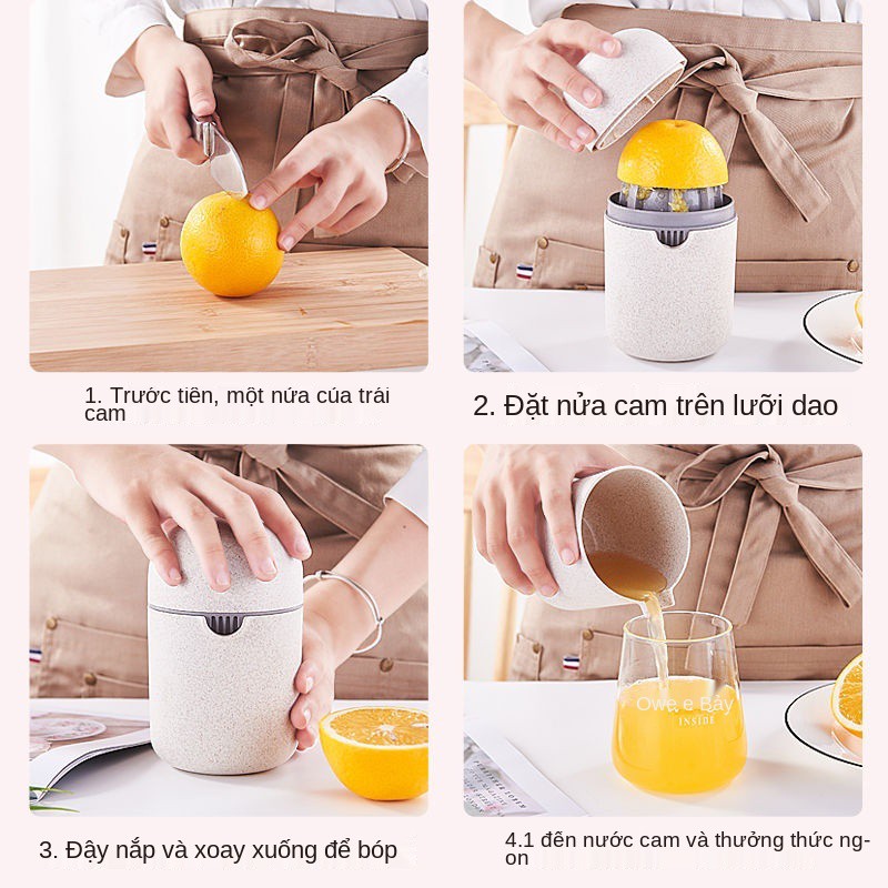 Dụng cụ vắt cam kèm ép trái cây mini 2 in 1 lúa mạch ăn toàn cho sức khoẻ