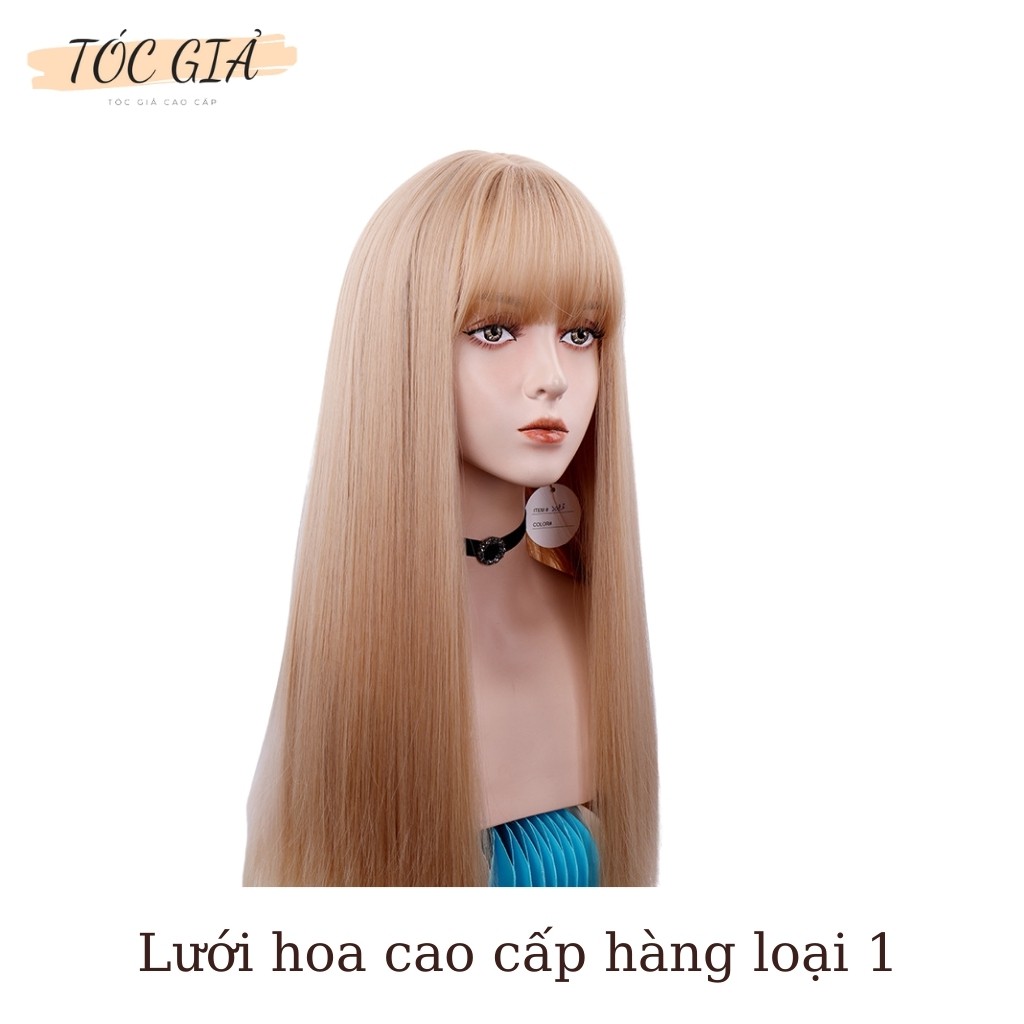 Tóc giả nữ nguyên đầu thẳng dài tơ cao cấp, tặng kèm lưới trùm tóc, mã z7007