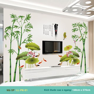 Decal dán tường Trúc sen