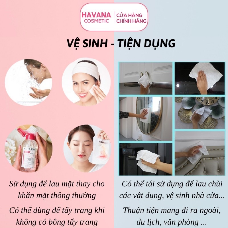 Khăn lau mặt Animery dùng 1 lần lau khô lau ướt túi lớn 150g  khăn giấy khô cotton lau mặt dùng 1 lần