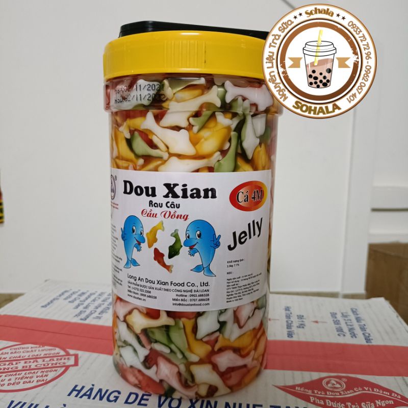 Thạch trứng cầu vồng Thạch con cá Thạch trái cây Hàng Huy Douxian hũ 2.5kg