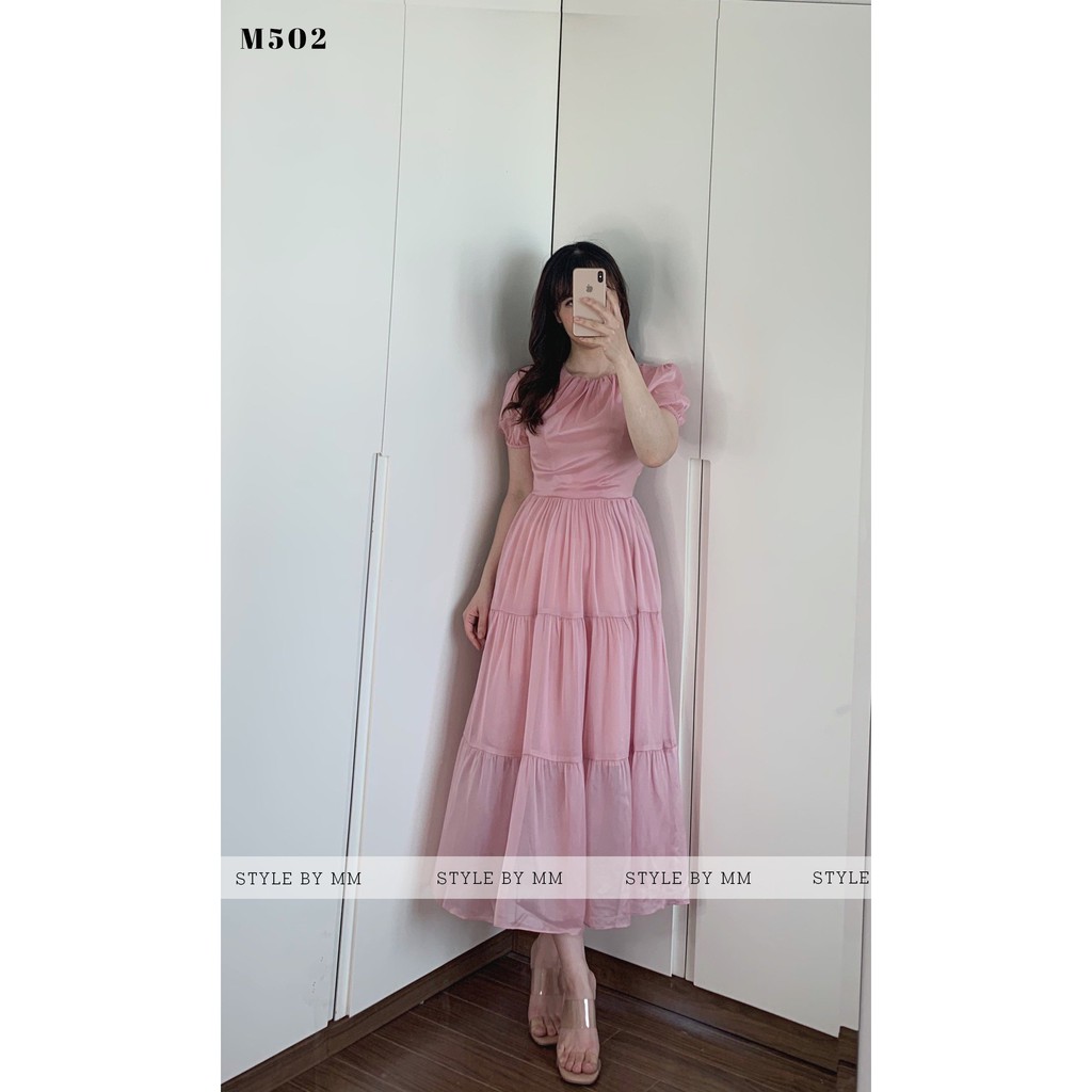 Váy Nữ, Đầm Nữ Đẹp Kiểu Trơn Chất Liệu Tơ Sống Mềm Mại Thiết Kế Hiện Đại Váy Dài Qua Gối - Thời Trang Style By MM | BigBuy360 - bigbuy360.vn