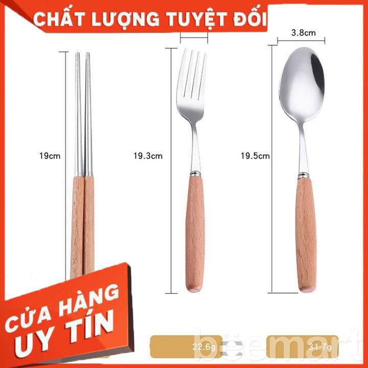 [XẢ KHO+FREE SHIP] SET 3 BỘ THÌA,DĨA VÀ ĐŨA INOX CÁN LÚA MẠCH TẶNG KÈM HỘP LÚA MẠCH