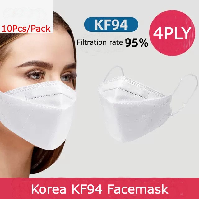 Khẩu trang KF94 mask Hàn Quốc,1 gói 10 chiếc,form 3D 4 lớp kháng khuẩn,cao cấp