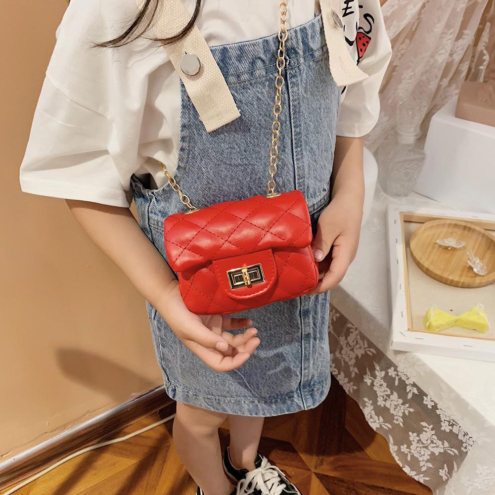 ♚Frendyest♚Girls PU Leather Geometry Diamond Kids Messenger Shoulder Bags Small Bags