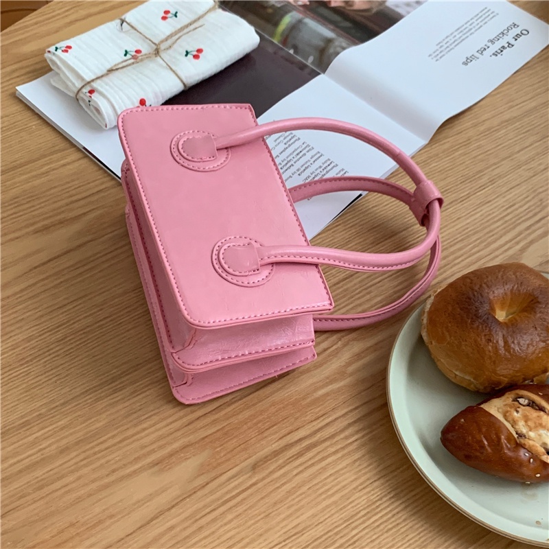 Túi đeo vai IELGY hình vuông nhỏ màu hồng đơn giản dành cho nữ