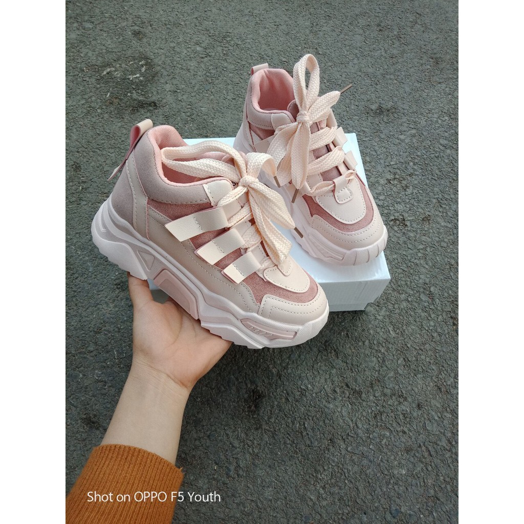Giày nữ, giày thể thao sneaker dây bản to buộc nơ cực xinh mã hót nhất 2020