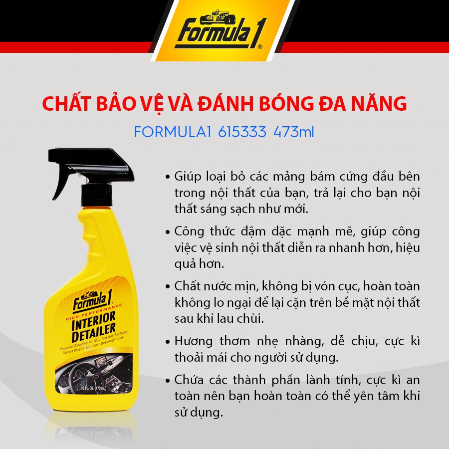 [Mã BMBAU50 giảm 10% đơn 99k] Chất Bảo Vệ Và Đánh Bóng Đa Năng FORMULA 1 615333 473ml Nhập Khẩu Chính Hãng