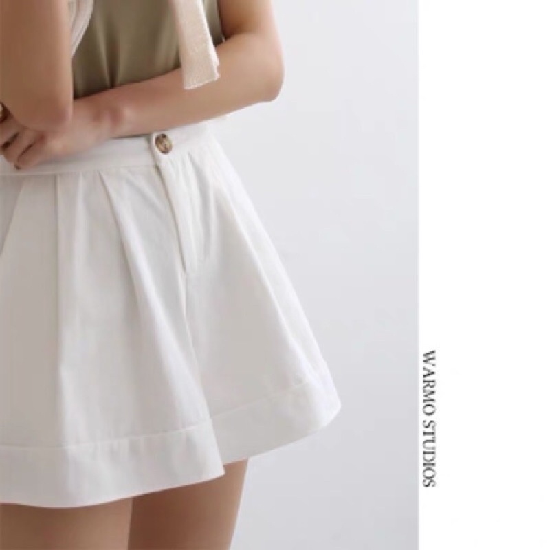 Quần Sooc Ống Rộng Vải Kaki Mềm Dáng Vintage